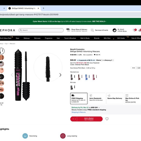 Benefit Cosmetics  BADgal BANG! Volumizing Mascara - Picture 3 of 3